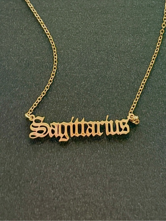 Jewelry - Gold Sagittarius Nameplate Necklace - Women's Zodiac Jewelry